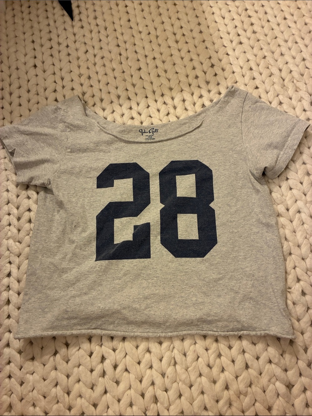 Mudd Light Gray Short Sleeve Tee with Navy '28' Graphic